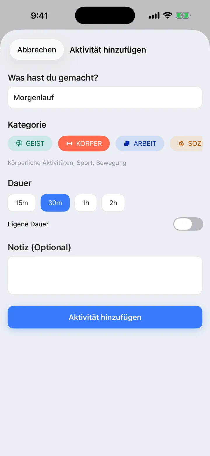 Tag erfassen: zweimal tippen