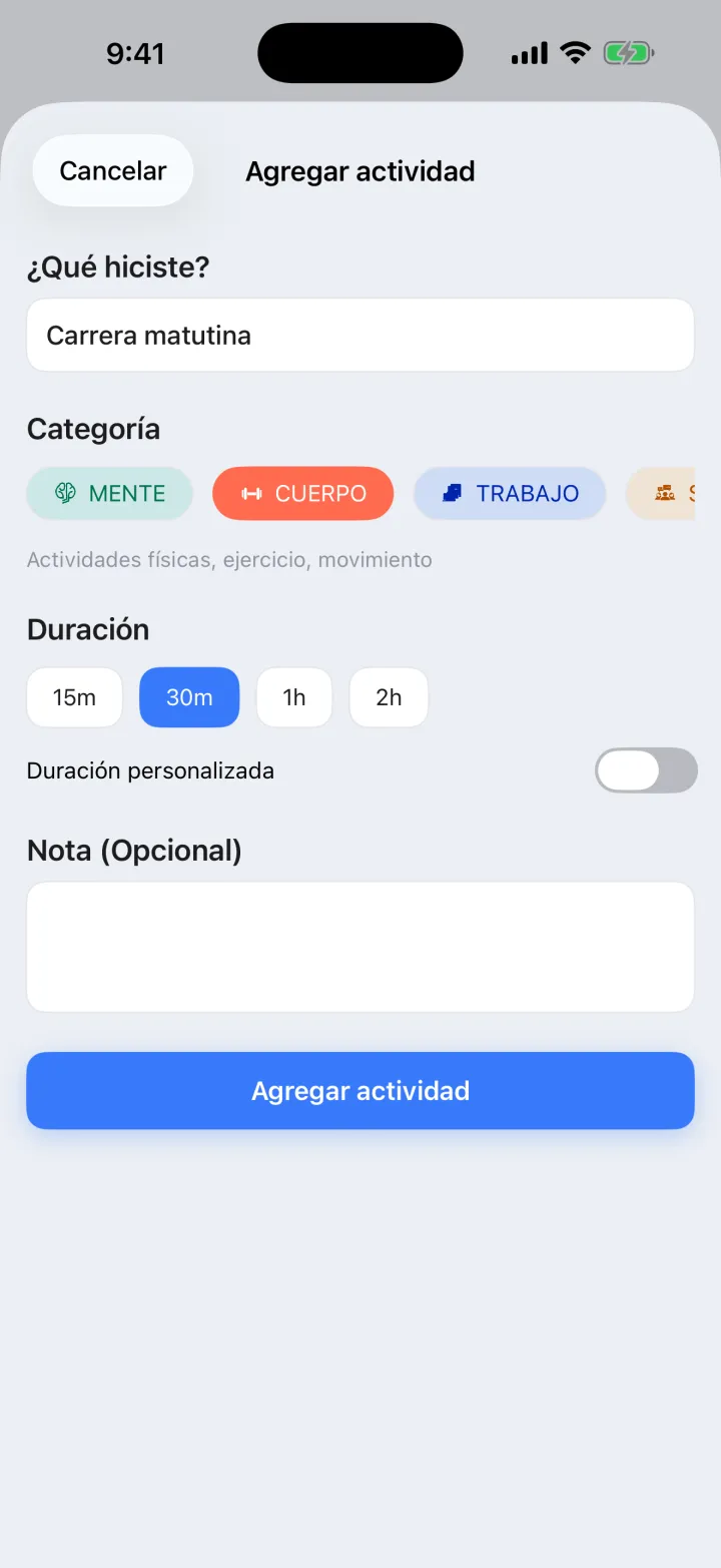 Registra tu día en dos toques