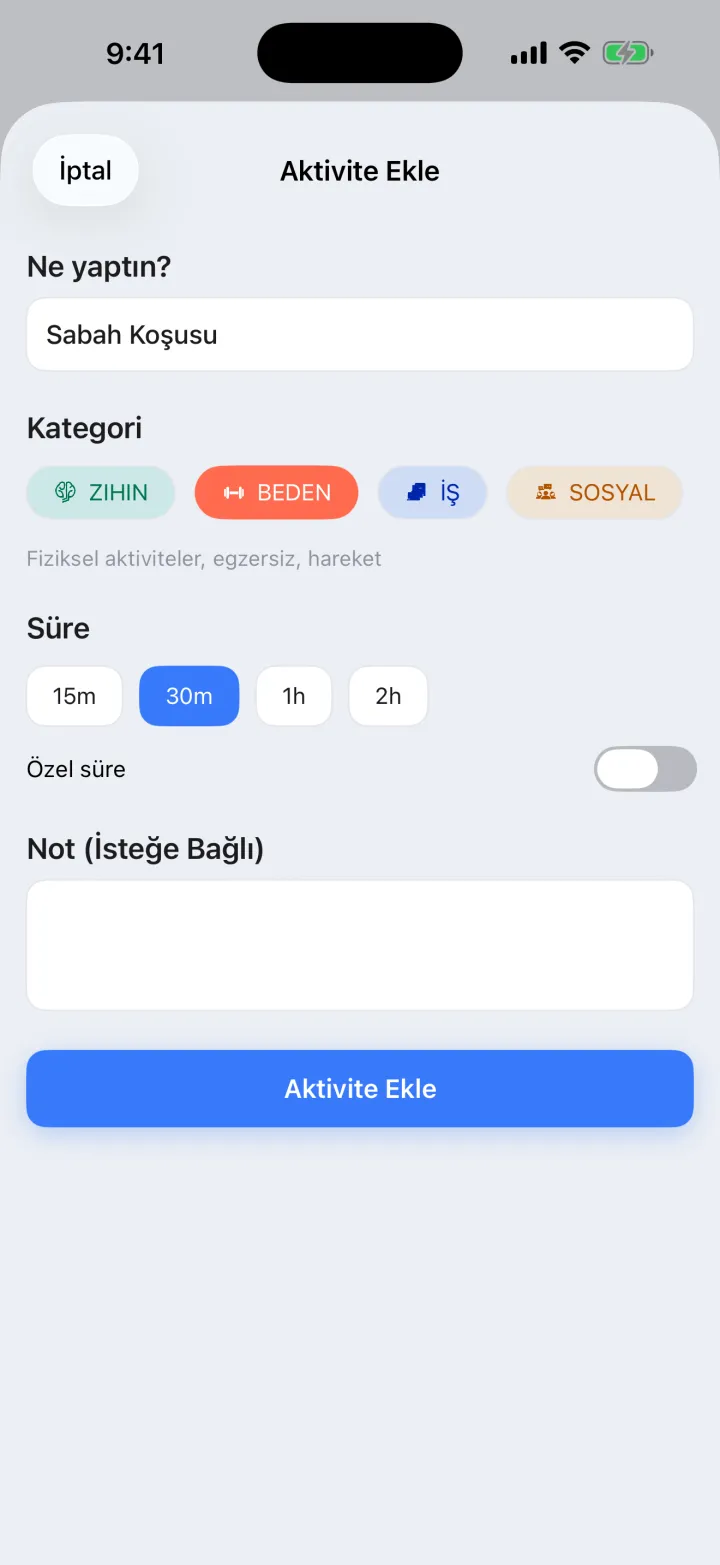 Gününü iki dokunuşla kaydet